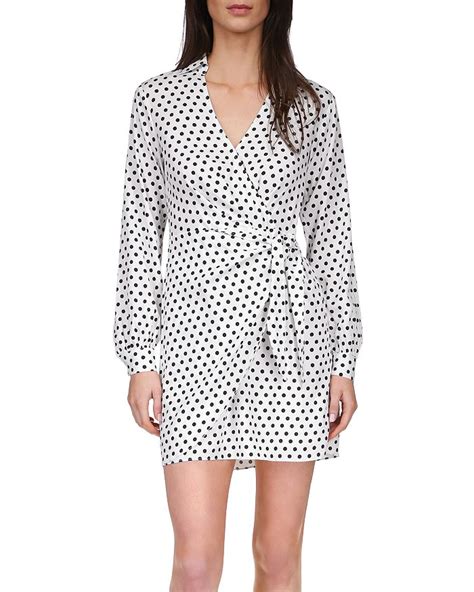 Michael Kors Collection Polka Dot Long Sleeve Midi Shirtdress